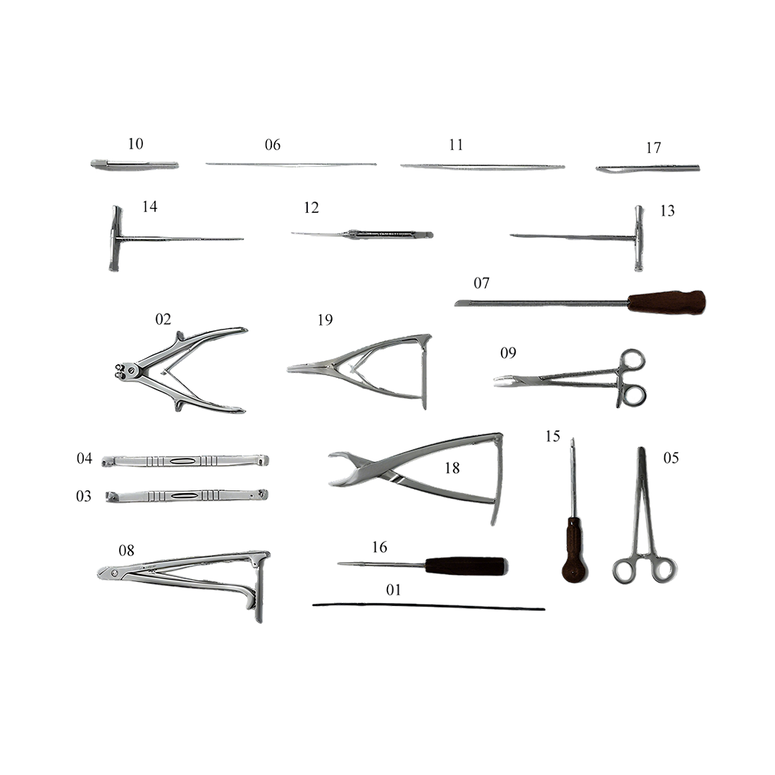 Conjunto de instrumentos de implantes traumáticas