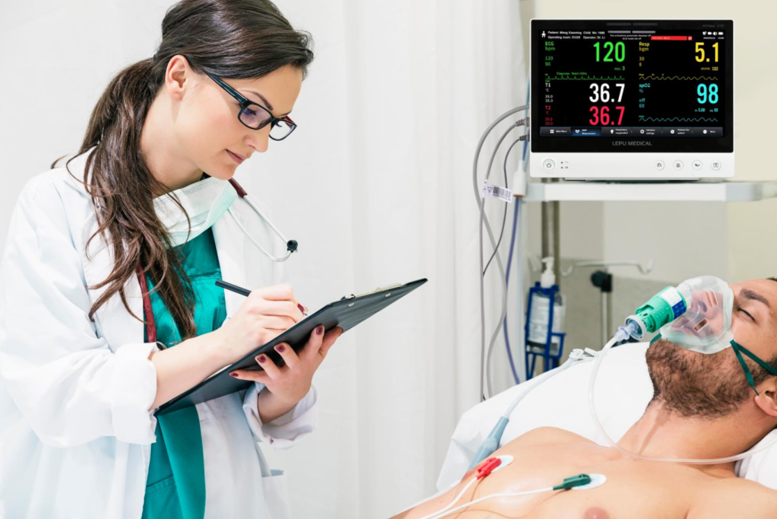 ECG sncrono de 12 derivaes As conexes mltiplas do eltrodo do apoio 3.5.6.10, at 12 ligaes de ECG pod...